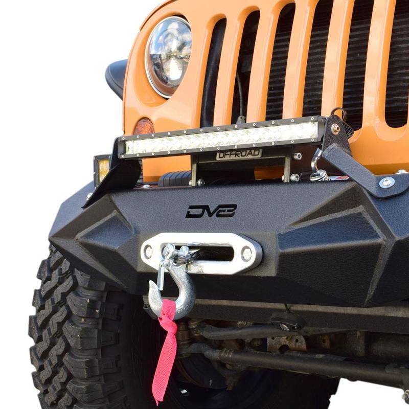 DV8 Offroad 07-18 Jeep Wrangler JK/JL Steel Stubby Front Bumper w/ Light Bracket & Winch Plate FBSHTB-24 Main Image