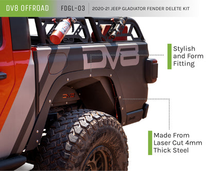 DV8 Offroad 20-21 Jeep Gladiator Fender Flare Delete Kit FDGL-03
