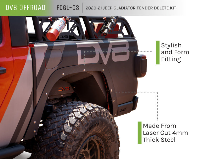 DV8 Offroad 20-21 Jeep Gladiator Fender Flare Delete Kit FDGL-03