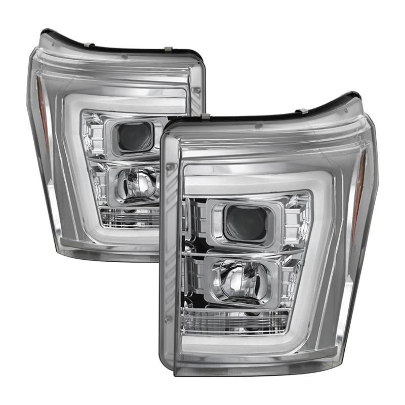 Spyder 11-16 Ford F-250/F-350 V2 Projector Headlights - Light Bar DRL - Chrome PRO-YD-FS11V2-LB-C 5084705 Main Image