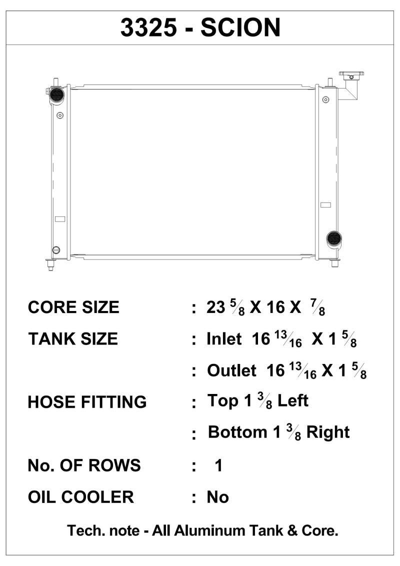 CSF 04-10 Scion tC Radiator 3325 Main Image