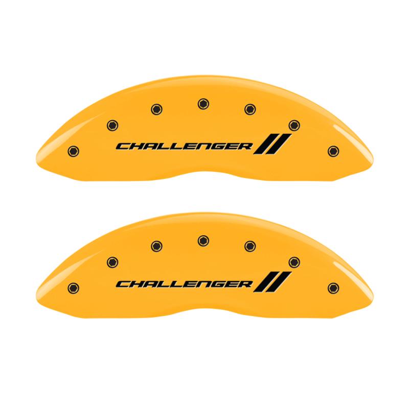 MGP 4 Caliper Covers Engraved Front & Rear With stripes/Challenger Yellow finish black ch 12088SCL1YL Main Image