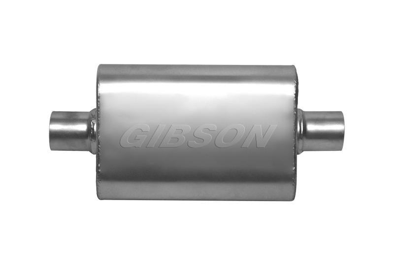 Gibson CFT Superflow Center/Center Oval Muffler - 4x9x13in/2.5in Inlet/2.5in Outlet - Stainless 55112S Main Image