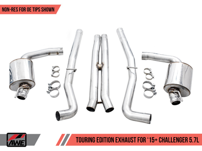 AWE Tuning 2015+ Dodge Challenger 5.7L Touring Edition Exhaust - Non-Resonated - Stock Tips 3020-11030