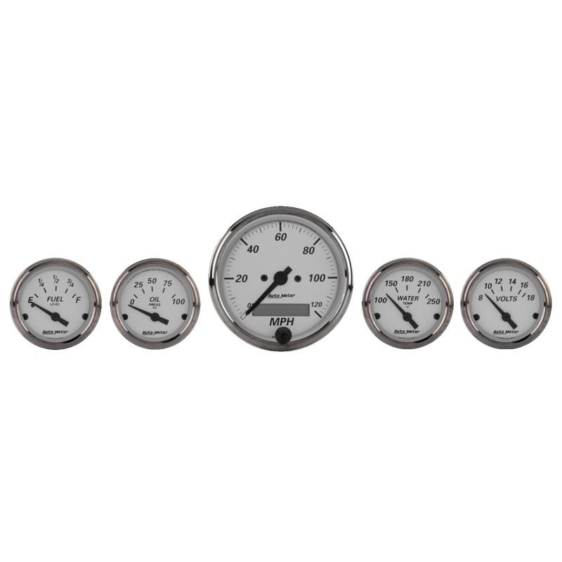 Autometer American Platinum 5 Piece Kit (Elec Speed/Oil Press/Water Temp/Volt/Fuel Level) 1902 Main Image