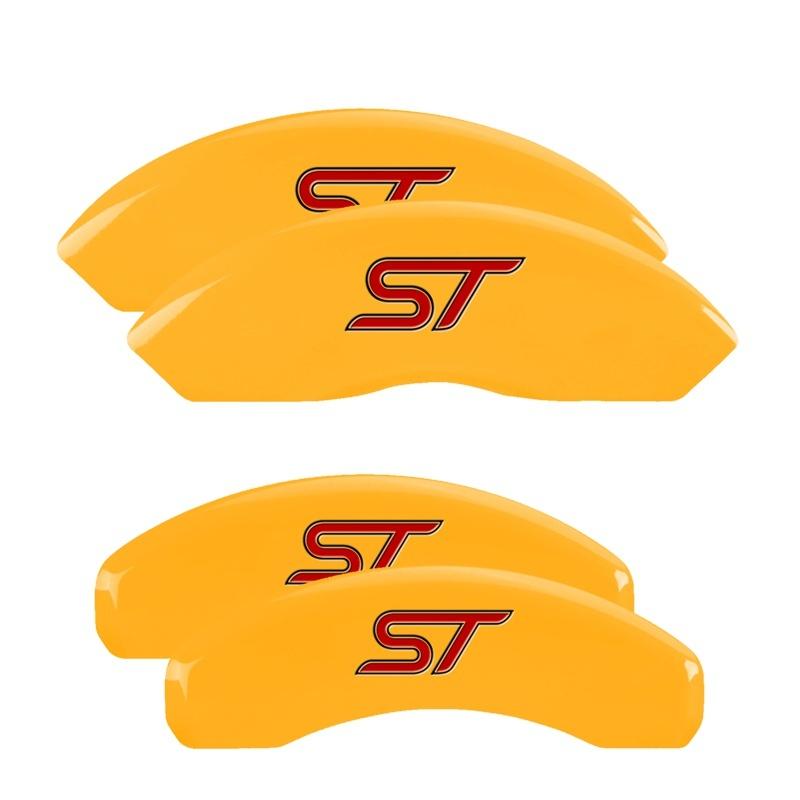 MGP 4 Caliper Covers Engraved Front & Rear No bolts/ST Yellow finish black ch 10119SST1YL Main Image