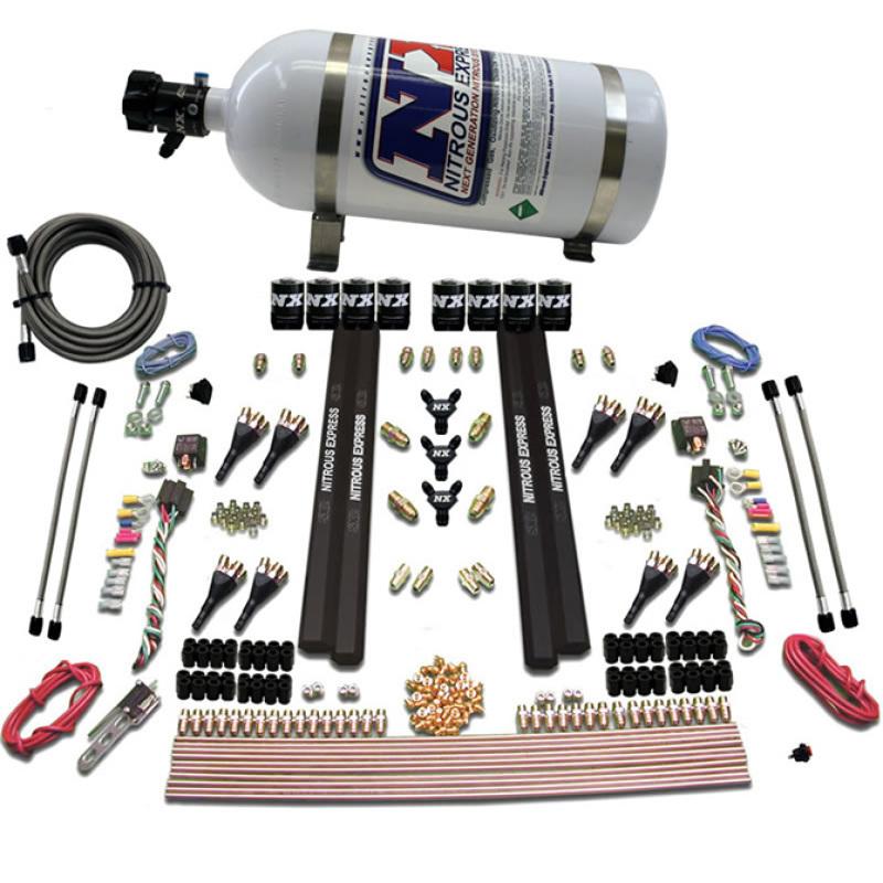 Nitrous Express SX2 Dual Stage 8 Solenoid /Gasoline Nitrous Kit (200-1200HP) w/10lb Bottle 90009-10 Main Image