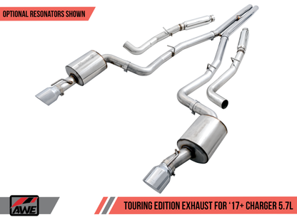 AWE Tuning 2017+ Dodge Charger 5.7L Touring Edition Exhaust - Resonated - Chrome Silver Tips 3015-32122