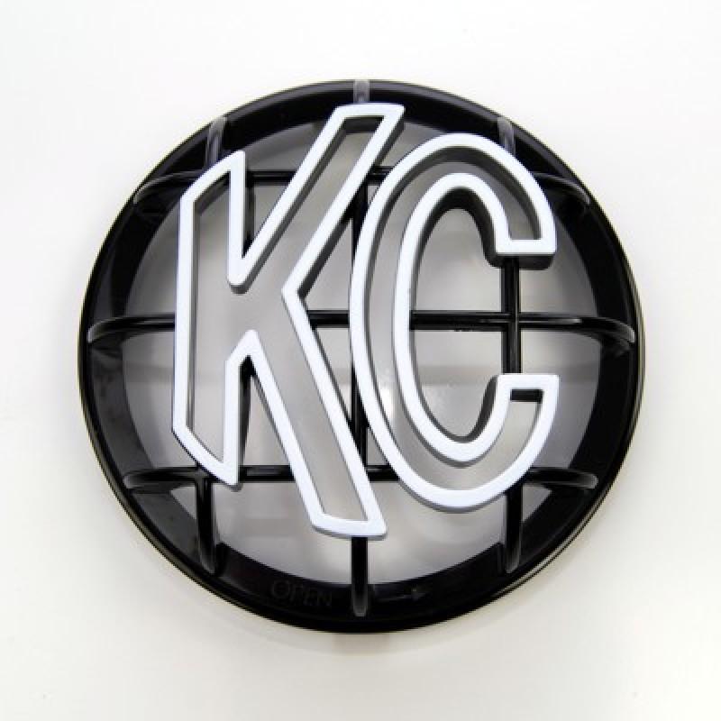 KC HiLiTES 5in. Round ABS Stone Guard for Apollo Lights (Single) - Black w/White KC Logo 7217 Main Image