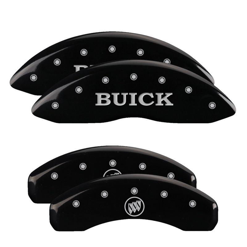 MGP 4 Caliper Covers Engraved Front Buick Engraved Rear Buick Shield Black finish silver ch 49002SBSHBK Main Image