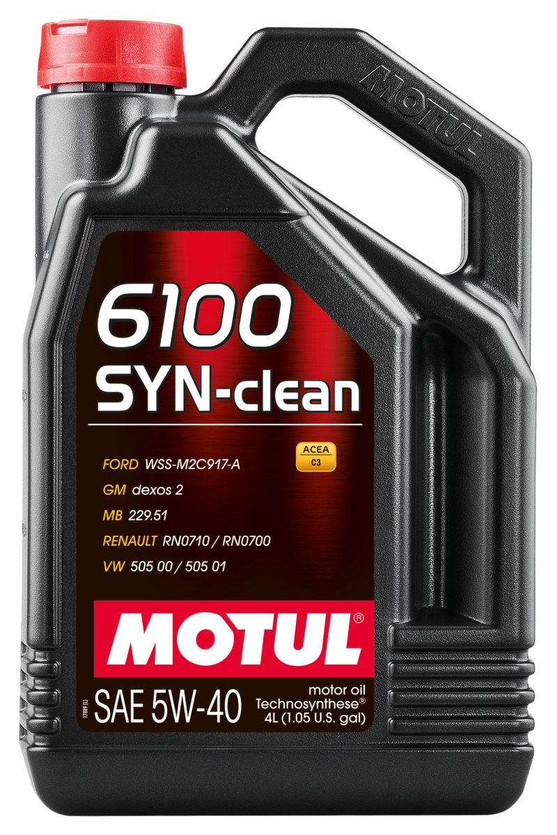 Motul 4x4L Engine Oil 6100 SYN-CLEAN 5W40 - VW 502.00/505.00 - MB 229.5 107942