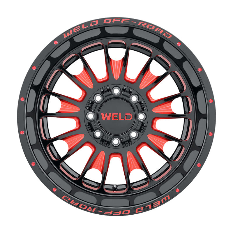 Weld Off-Road W122 20X10 Scorch 5X139.7 5X150 ET-18 BS4.75 Gloss Black MIL Red 110.2 W12200070475