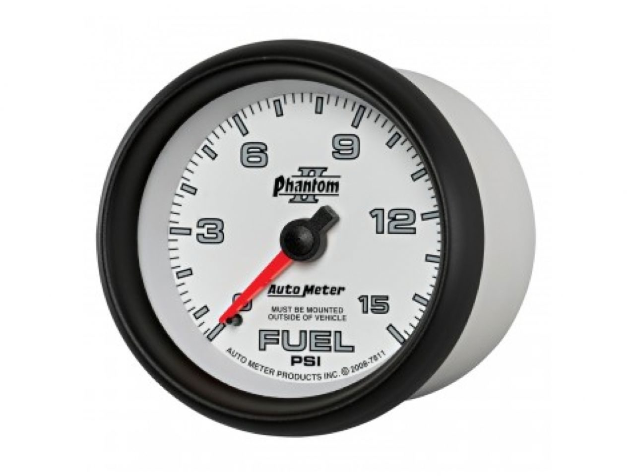 Autometer Gauge, Fuel Pressure, 2 5/8", 15psi, Mechanical, Phantom II