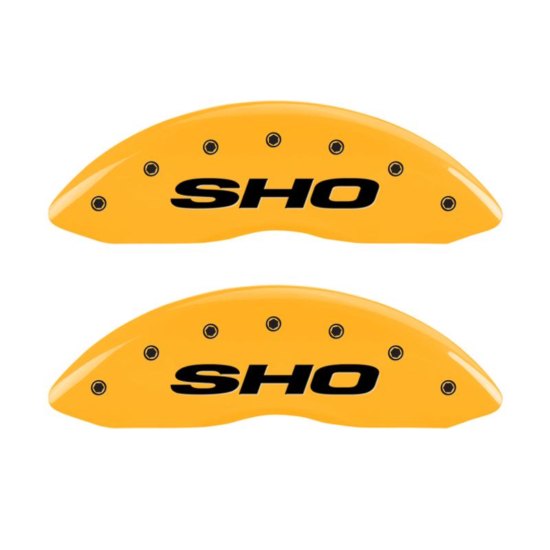 MGP 4 Caliper Covers Engraved Front & Rear SHO Yellow finish black ch 10222SSHOYL Main Image