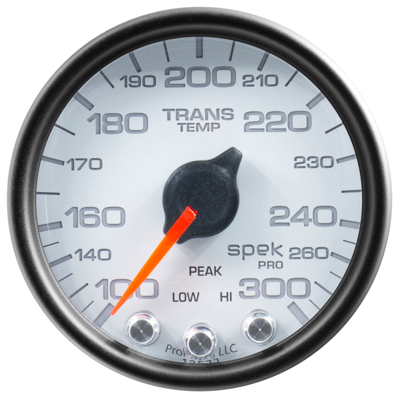 Autometer Spek-Pro Gauge Trans Temp 2 1/16in 300f Stepper Motor W/Peak & Warn Wht/Blk P34212