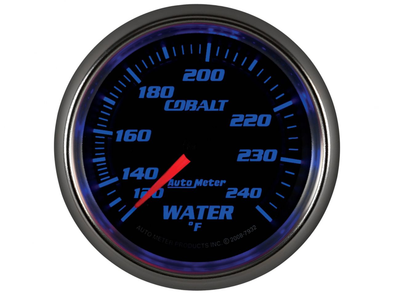 Autometer Gauge, Water Temp, 2 5/8", 120-240 Deg. F, Mechanical, Cobalt