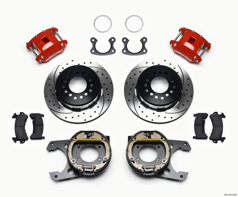 Wilwood D154 P/S P-B Kit Drilled-Red Small Ford 2.50in Offset 140-12212-DR Main Image