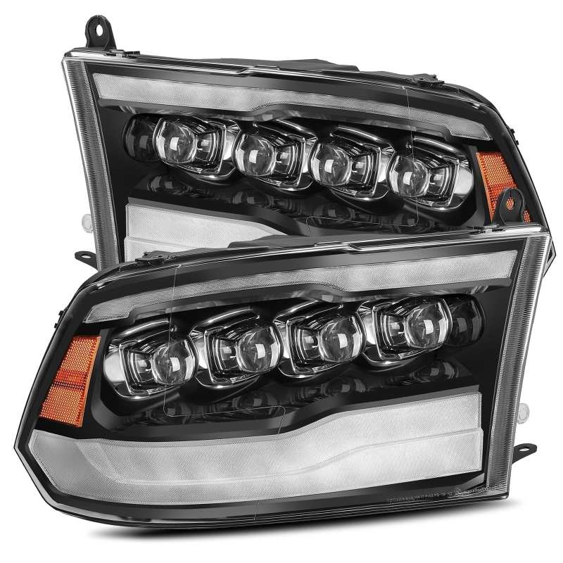 AlphaRex 09-18 Dodge Ram 1500HD NOVA LED Projector Headlights Plank Style Design Gloss Black w/DRL 880590 Main Image