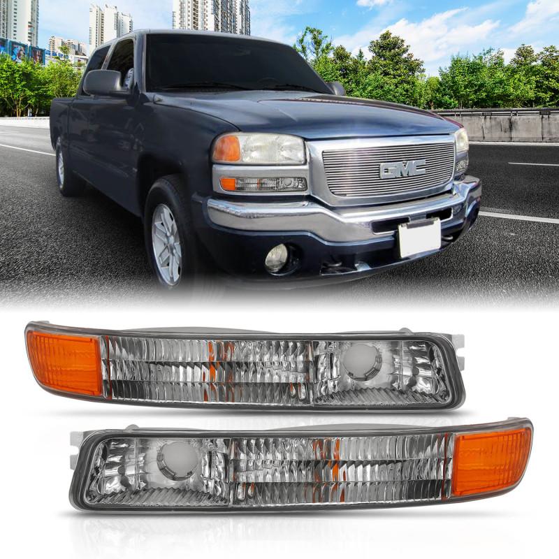 ANZO 1999-2006 Gmc Sierra Parking Turn Signal Lights Chrome Amber(OE) 511084 Main Image