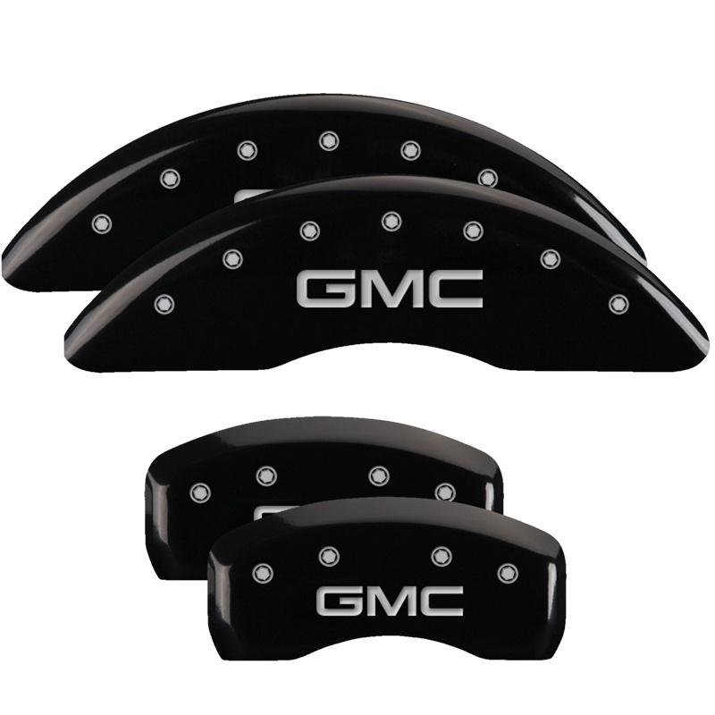 MGP 4 Caliper Covers Engraved Front & Rear MOPAR Black finish silver ch 32015SMOPBK Main Image