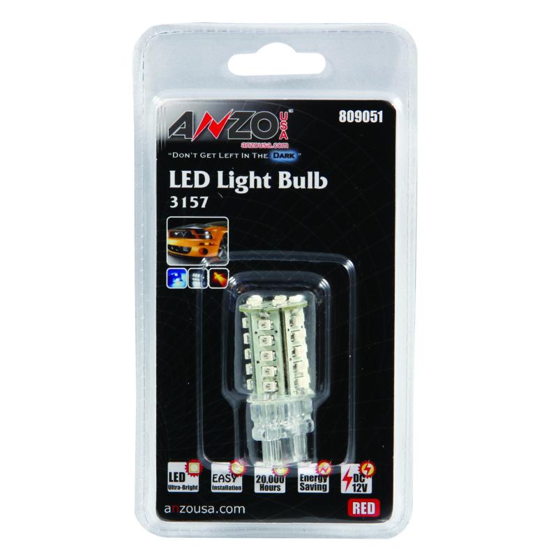 ANZO LED Bulbs Universal 3157 Red - 30 LEDs 2in Tall 809051 Main Image