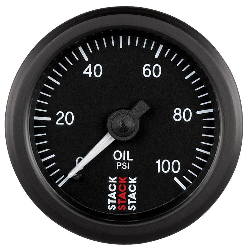 Autometer Stack 52mm 0-100 PSI 1/8in NPTF (M) Mechanical Oil Pressure Gauge - Black ST3102 Main Image