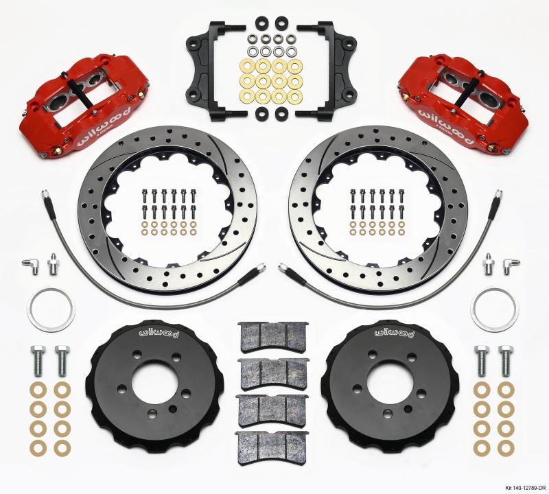 Wilwood Narrow Superlite 6R Front Hat Kit 12.88in Drill Red 06-12 Volkswagen GTI w/ Lines 140-12789-DR Main Image