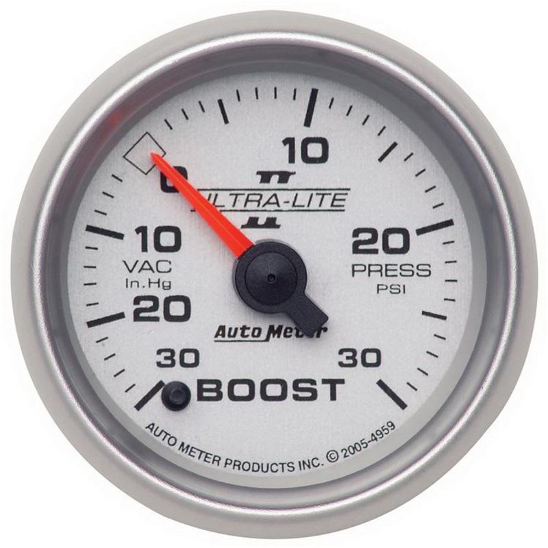 Autometer Ultra-Lite II 52mm 30 In Hg-Vac/30 PSI Full Sweep Electronic Vacuum/Boost Gauge 4959 Main Image