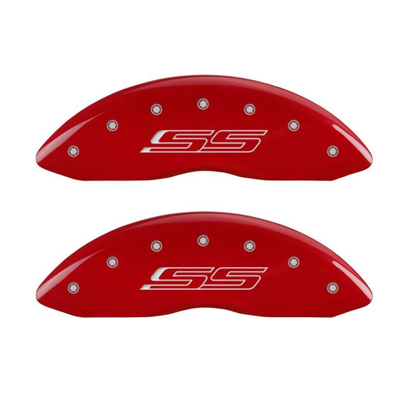 MGP 4 Caliper Covers Engraved Front & Rear Gen 5/SS Red finish silver ch 14215SSS5RD Main Image