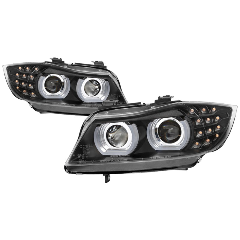 Spyder 09-12 BMW E90 3-Series 4DR Projector Headlights Halogen - LED - Black - PRO-YD-BMWE9009-BK 5086488