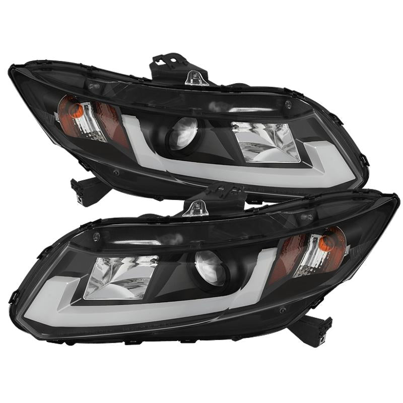 Spyder Honda Civic 2012-2014 Projector Headlights - Light Bar DRL Black PRO-YD-HC12-DRL-BK 5076519 Main Image