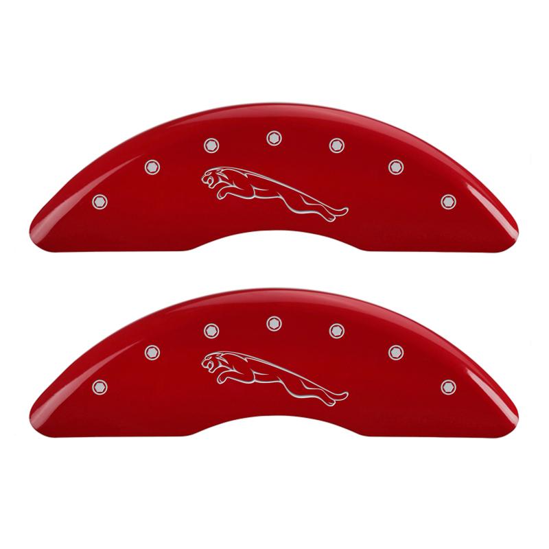 MGP 4 Caliper Covers Engraved Front & Rear Leaper Red finish silver ch 41109SLPCRD Main Image