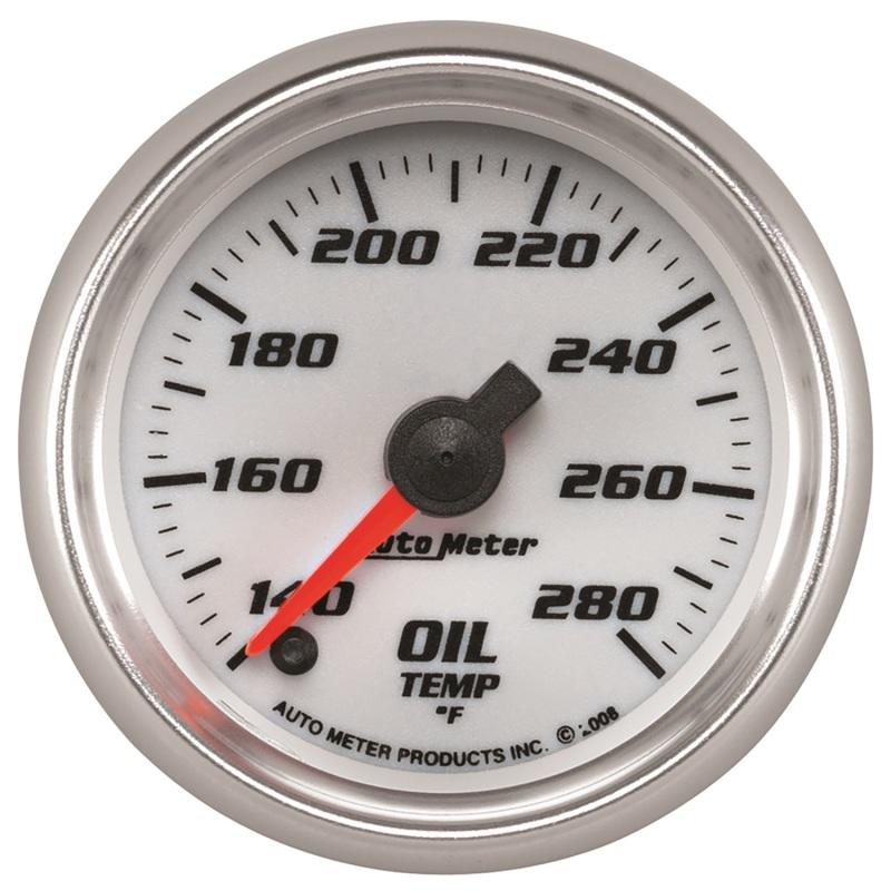 Autometer Pro-Cycle Gauge Oil Temp 2 1/16in 140-280f Digital Stepper Motor White 19740 Main Image