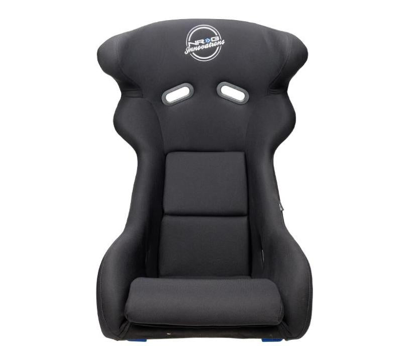 NRG FRP Bucket Seat - White Finish with Arrow Embroidery And Blue Side Mount Bracket FRP-600WT