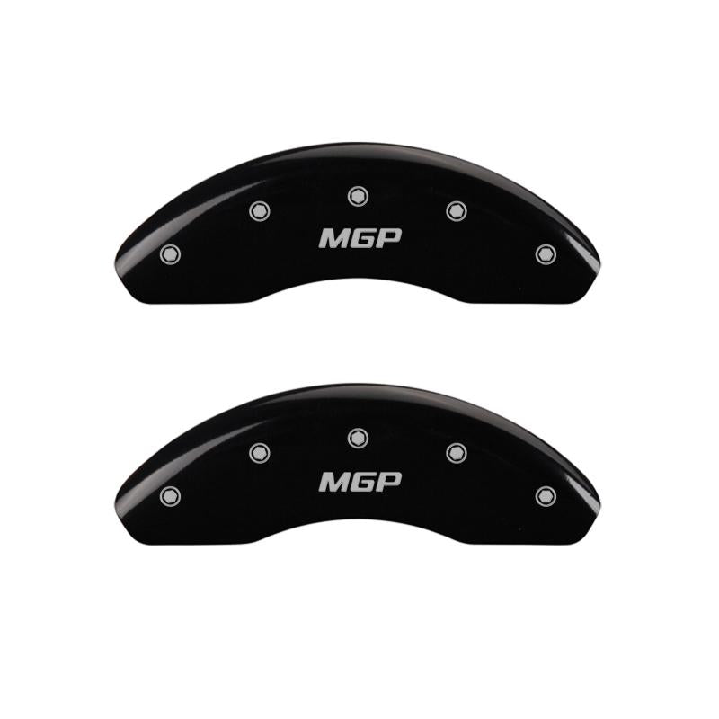 MGP 4 Caliper Covers Engraved Front & Rear MGP Black Finish Silver Char 2017 Fiat 124 Spider 48003SMGPBK Main Image