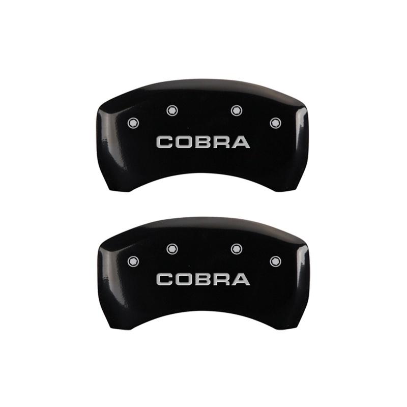 MGP Rear set 2 Caliper Covers Engraved Rear Cobra Black finish silver ch 10010RCOBBK Main Image