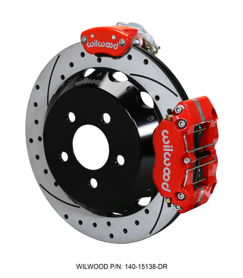 Wilwood Dynapro Radial / MC4 Rear Kit 12.88 Drilled & Slotted Red 2015 Ford Mustang w/Lines 140-15138-DR