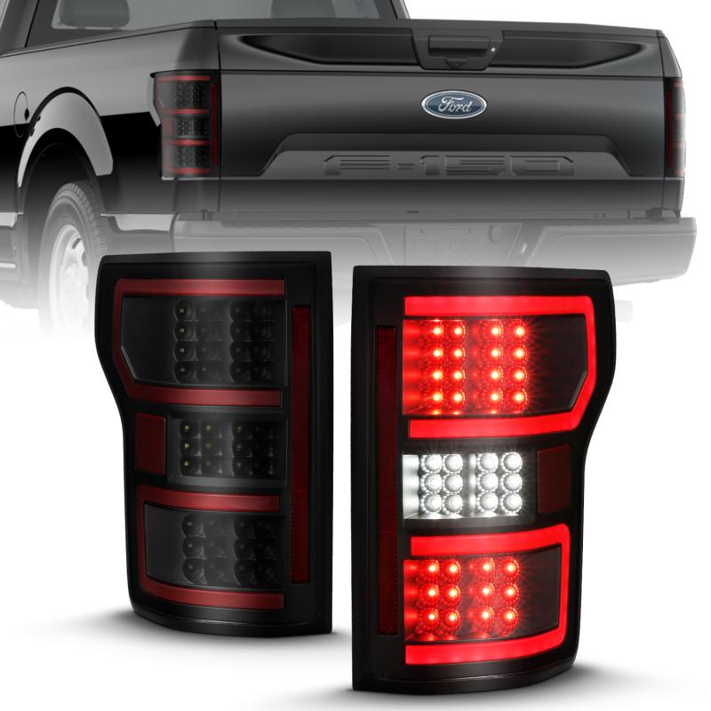 ANZO 18-19 Ford F-150 LED Taillight Black Housing Clear Lens Red Light Bar W/Sequential 311314 Main Image