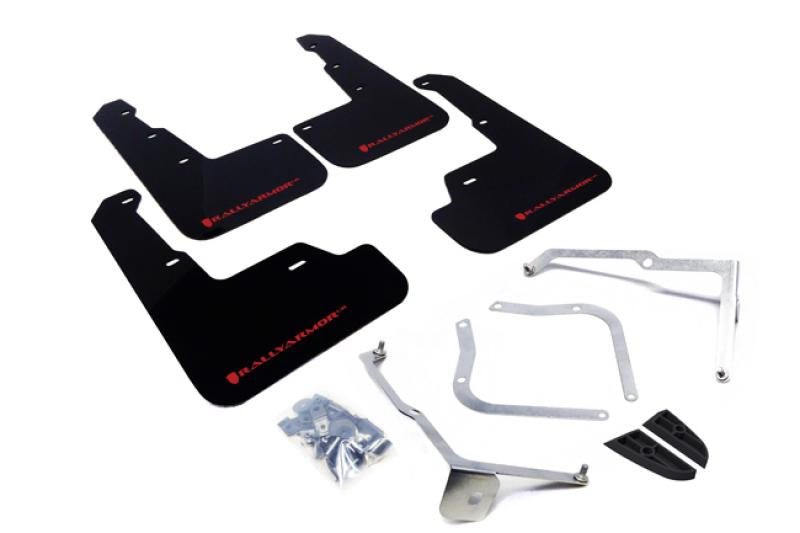 Rally Armor 15+ Subaru WRX & STi Sedan Only UR Black Mud Flap w/ Red Logo MF32-UR-BLK/RD Main Image