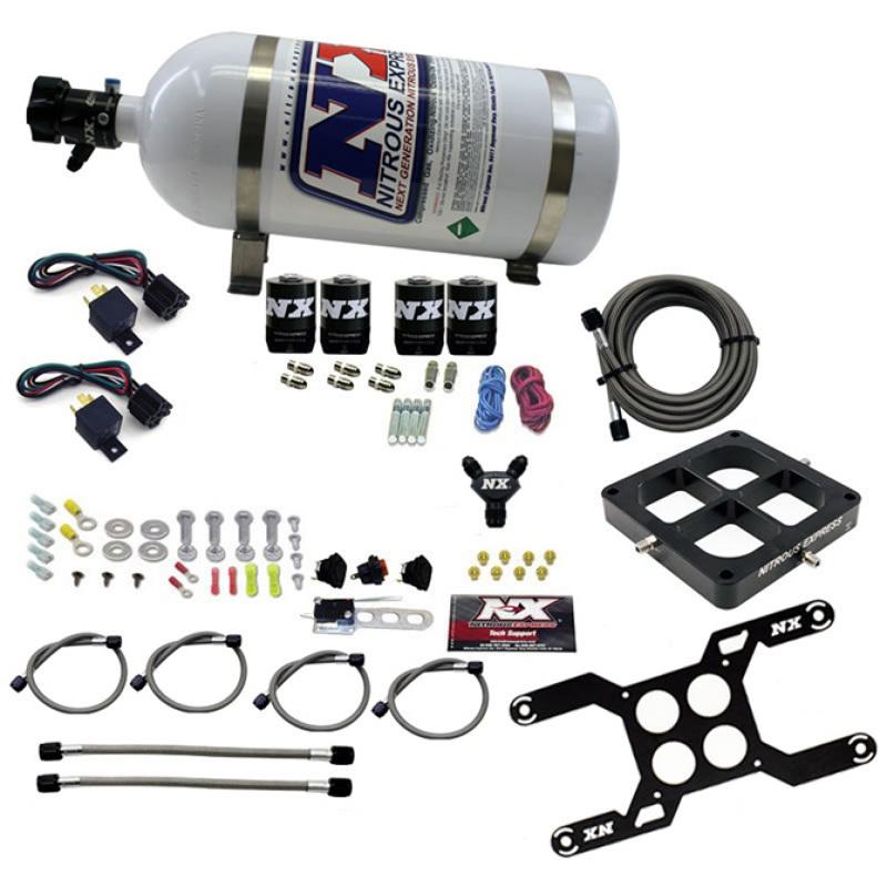 Nitrous Express Dominator Dual Stage Billet Crossbar Nitrous Kit (50-300 & 100-500HP) w/10lb Bottle 66047-10 Main Image