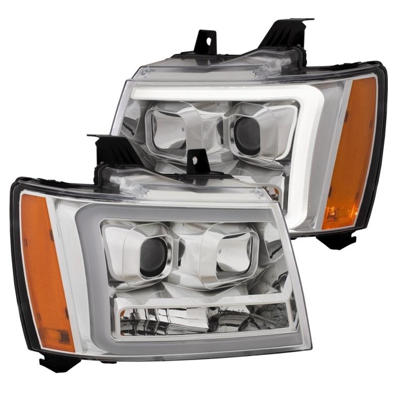 ANZO 07-14 Chevy Tahoe Projector Headlights w/ Plank Style Design Chrome w/ Amber 111403 Main Image
