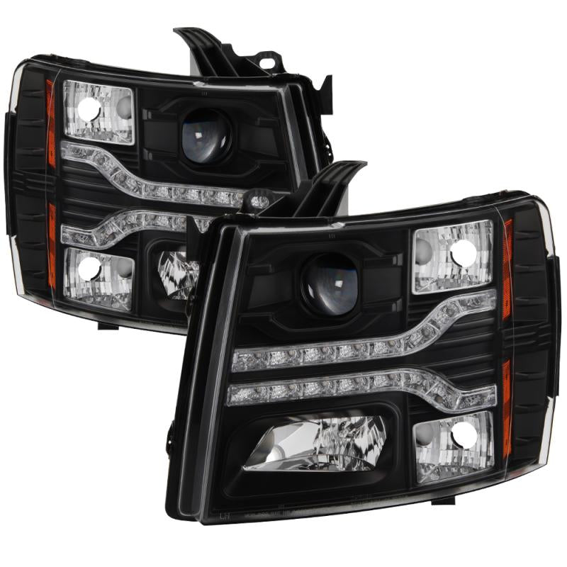 Spyder Chevy Silverado 1500 07-13 V2 Projector Headlights - LED DRL - Black PRO-YD-CS07V2-DRL-BK 5083524 Main Image