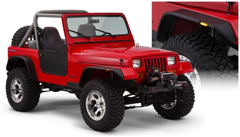 Bushwacker 87-95 Jeep Wrangler Flat Style Flares 4pc Excludes Renegade - Black 10924-07 Main Image