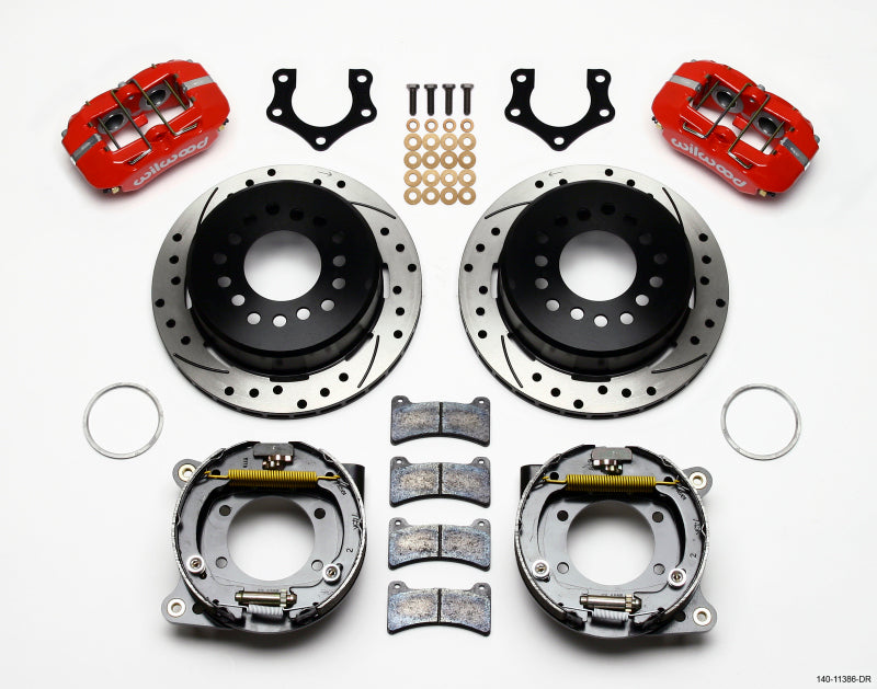 Wilwood FDP-LP 11.00" P-Brake Kit, Drill-Red, Mopar/Dana 2.50" Off, W/Snap Rin