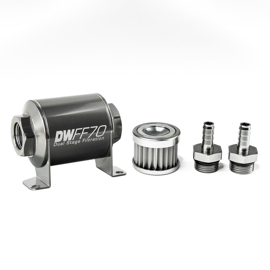 DeatschWerks 3/8 in Barb, 5 micron, 70mm In-line fuel filter kit