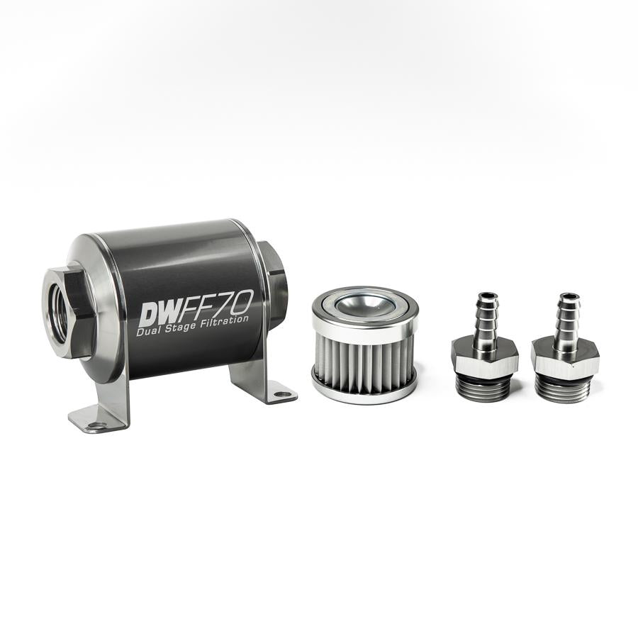 DeatschWerks 5/16 in Barb, 5 micron, 70mm In-line fuel filter kit