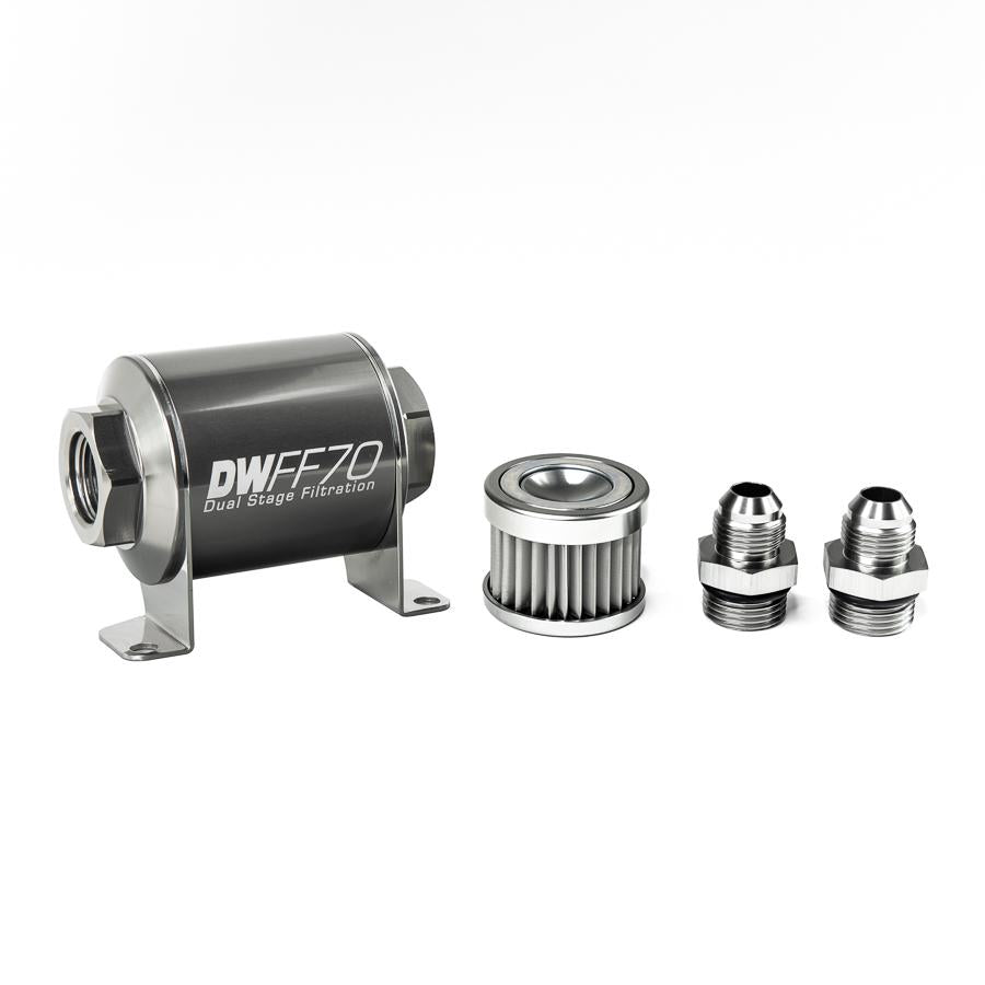 DeatschWerks '-8AN, 5 micron, 70mm In-line fuel filter kit
