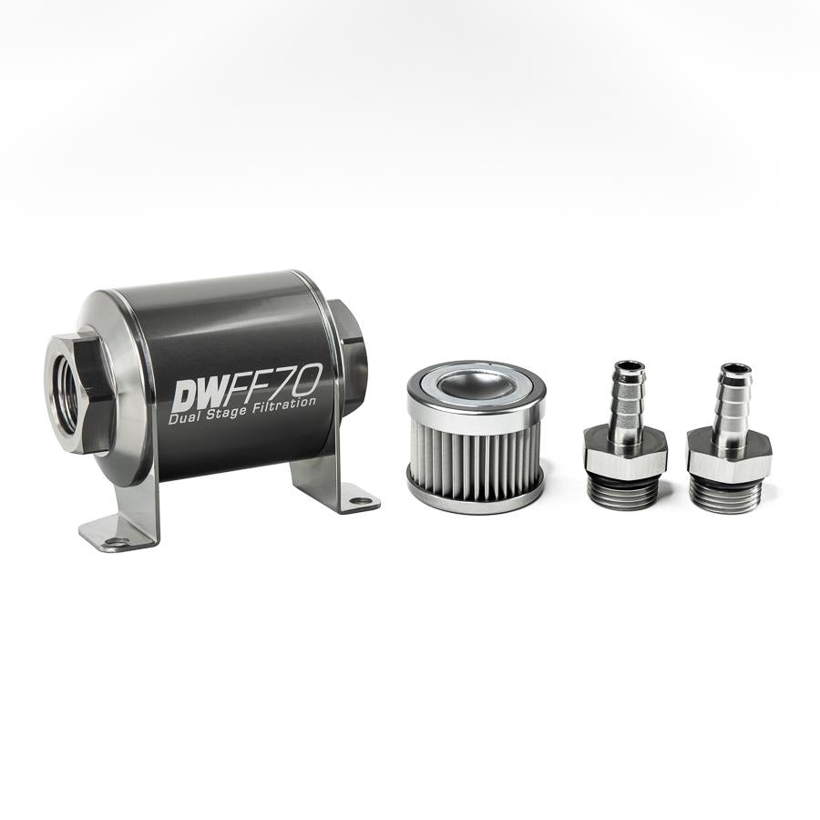 DeatschWerks 3/8 in, 10 micron, 70mm In-line fuel filter kit