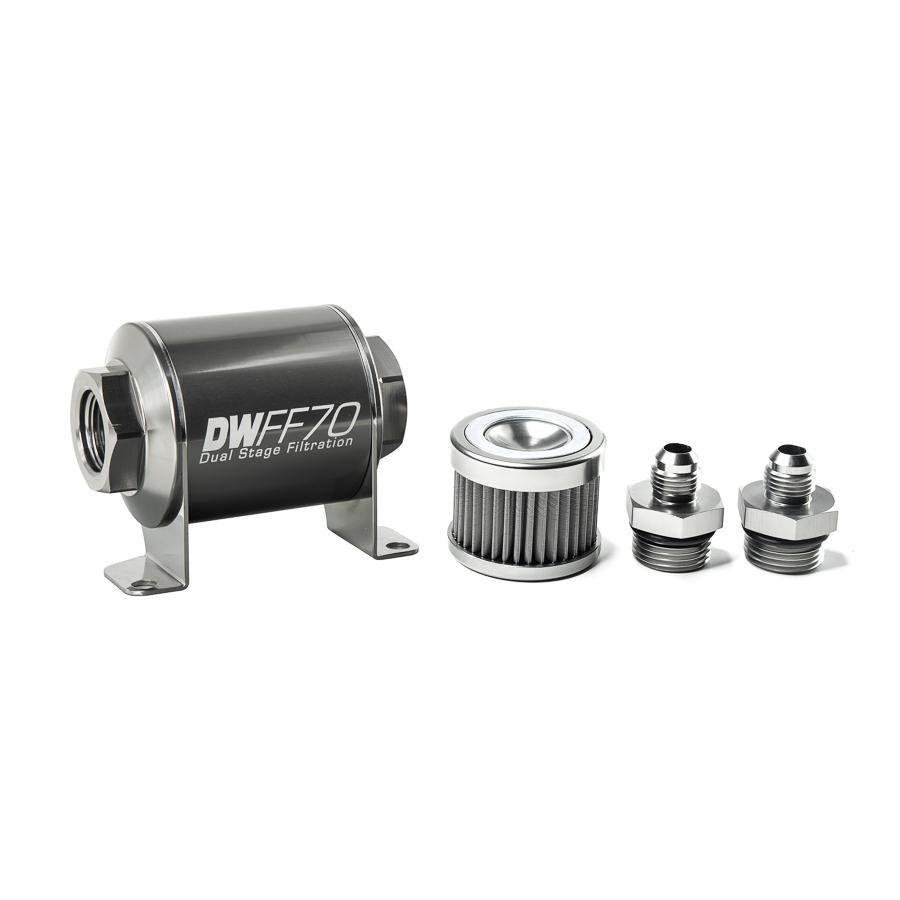 DeatschWerks '-6AN, 40 micron, 70mm In-line fuel filter kit