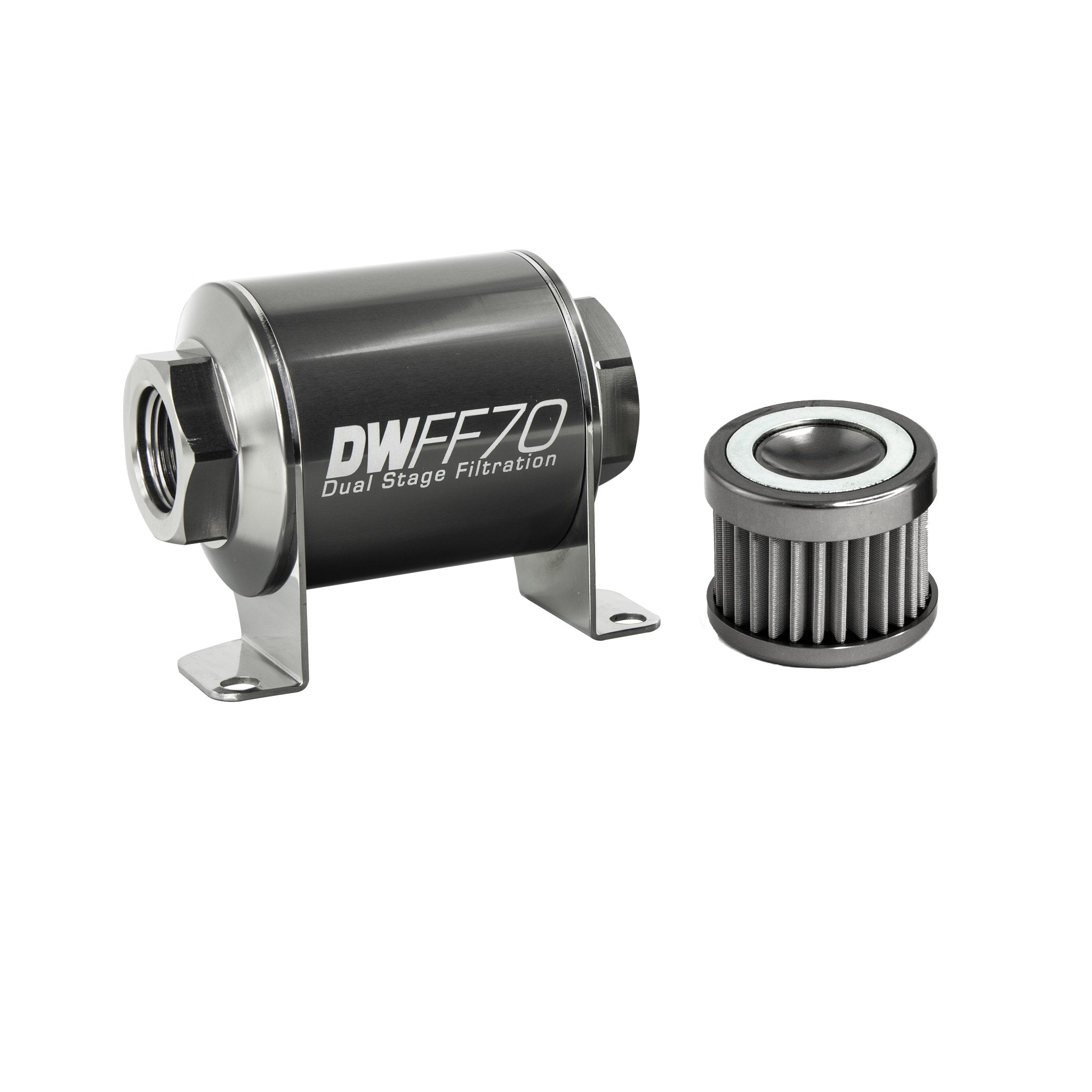 DeatschWerks '-10AN Female, 40 micron, 70mm In-line fuel filter kit